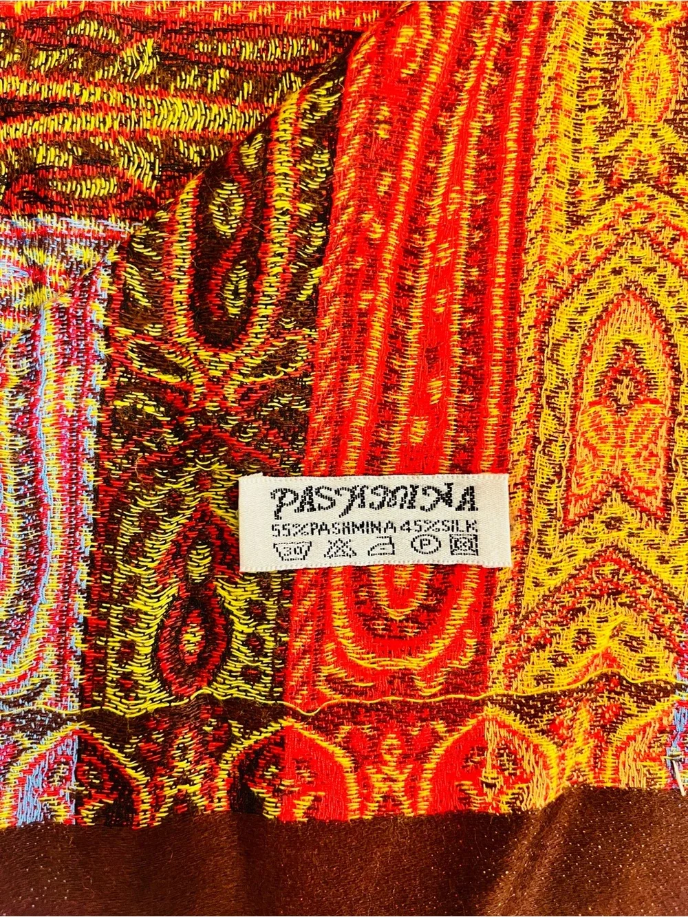 Pashmina Paisley Striped Oversized Scarf Wrap Multicolor Fringe NWOT